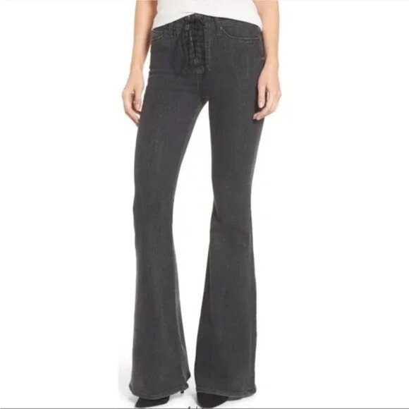Hudson Bullocks High Waist Lace Up Flare Jeans Faded Black 31 - Picture 1 of 9